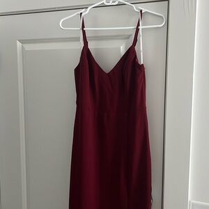 Lulus burgundy floor length dress with leg slit